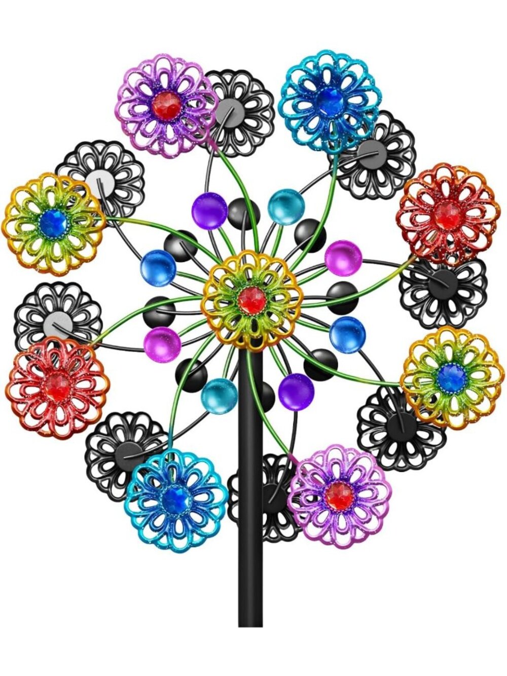 Large Outdoor Wind Spinner - Kinetic Yard Art with Metal Stake, Waterproof
